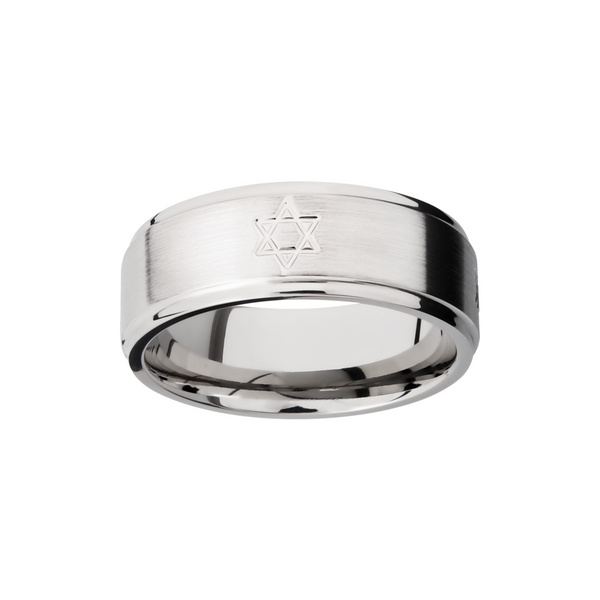 Titanium 8mm flat band with grooved edges and a laser-carved | Peter ...