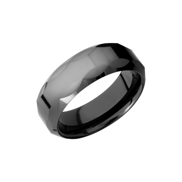 Tungsten Ceramic 8mm flat band with beveled edges and facet pattern Saxons Fine Jewelers Bend, OR