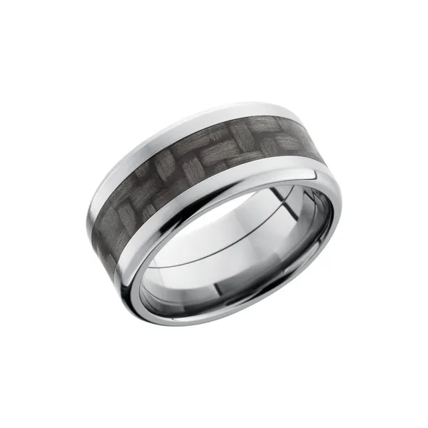 Titanium 10mm beveled band with a 5mm inlay of black Carbon