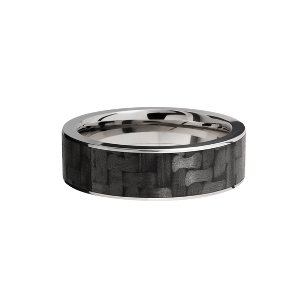 Titanium 7mm flat band with a 6mm inlay of black Carbon Fiber Image 3 Cozzi Jewelers Newtown Square, PA