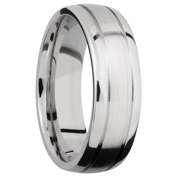 Cobalt chrome 7mm domed band with 2, .5mm grooves Image 2 Saxons Fine Jewelers Bend, OR