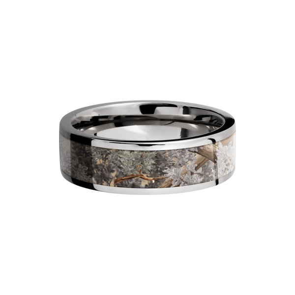 Cobalt chrome 7mm flat band with a 5mm inlay of King's Desert Camo Image 3 Quality Gem LLC Bethel, CT