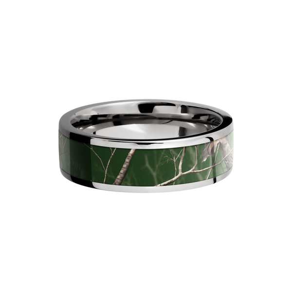 Cobalt chrome 7mm flat band with a 5mm inlay of Realtree APC Green Camo Image 3 Cozzi Jewelers Newtown Square, PA