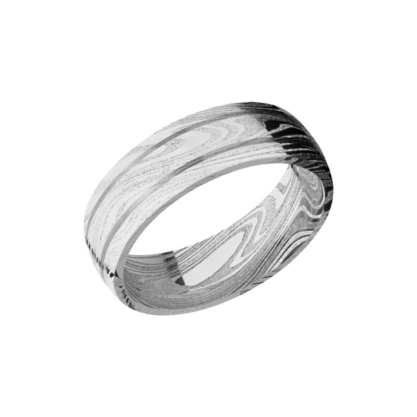 Handmade 7mm marble Damascus steel domed band with 2, .5mm grooves Estate Jewelers Toledo, OH