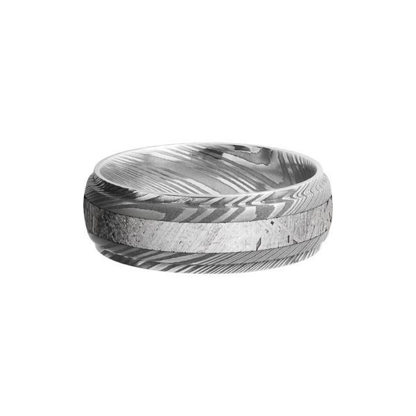 Cool Ring Damascus Steel Ring With Outer Wooden Inlay, Wood Ring
