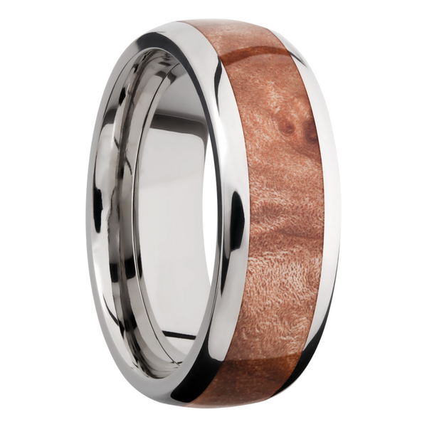 Titanium 8mm domed band with an inlay of Maple Burl hardwood Image 2 Saxons Fine Jewelers Bend, OR
