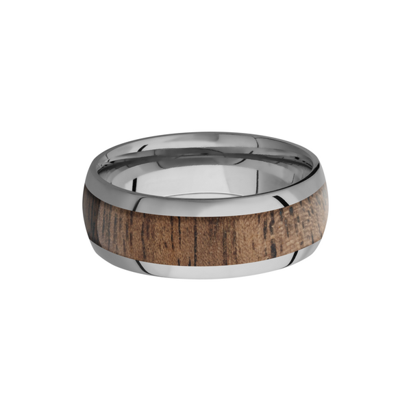 Titanium 8mm domed band with an inlay of Walnut hardwood Image 3 Milan's Jewelry Inc Sarasota, FL