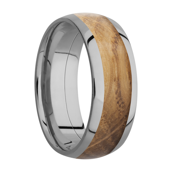Titanium 8mm domed band with an inlay of Whiskey Barrel hardwood Image 2 Quality Gem LLC Bethel, CT