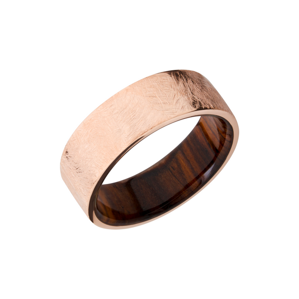 14K Rose gold 8mm flat band with a hardwood sleeve of Natcoco Crown Jewelers Augusta, GA