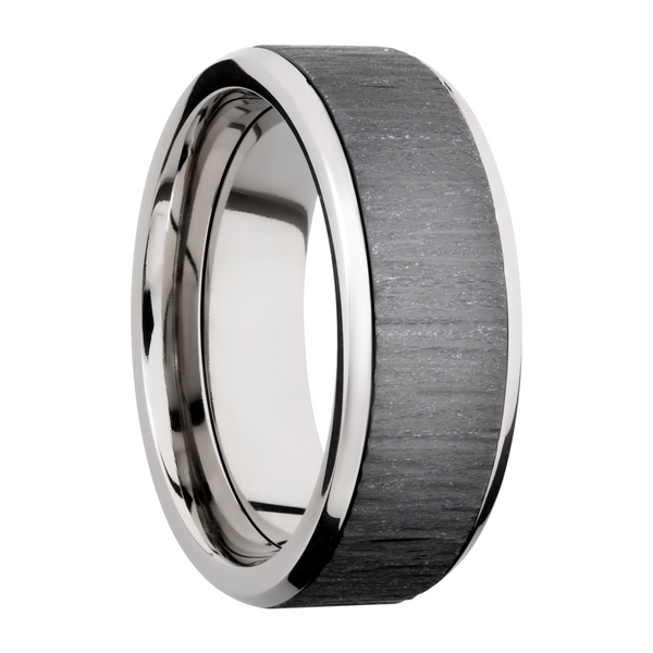 Titanium 8mm beveled band with an inlay of Zirconium Image 2 Cozzi Jewelers Newtown Square, PA