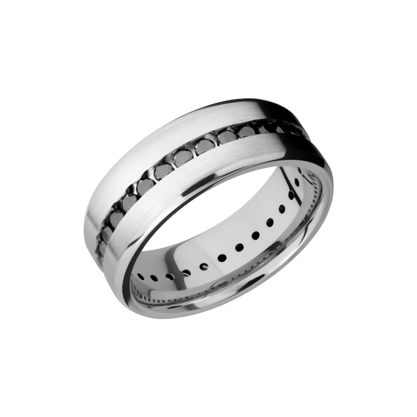 Platinum 8mm beveled band with eternity-set .04ct black diamonds Michele & Company Fine Jewelers Lapeer, MI