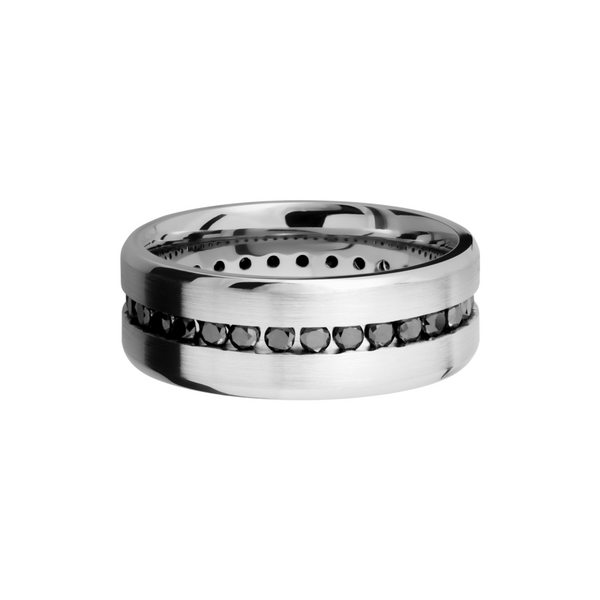 Platinum 8mm beveled band with eternity-set .04ct black diamonds Image 3 Michele & Company Fine Jewelers Lapeer, MI