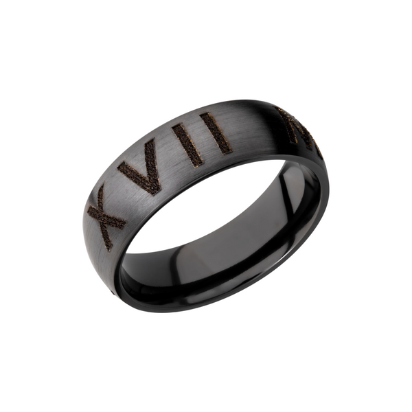 Zirconium 7mm domed band with laser-carved roman numerals Milan's Jewelry Inc Sarasota, FL