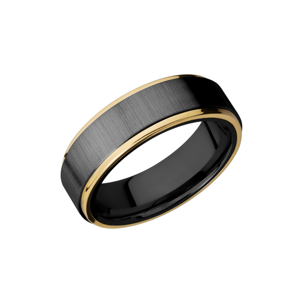 Zirconium 7mm flat band with 14K yellow gold grooved edges Milan's Jewelry Inc Sarasota, FL