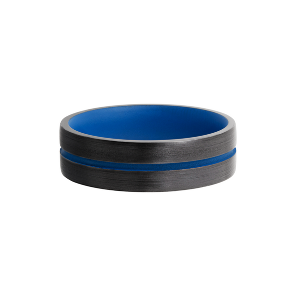 Zirconium 6mm domed band with a 1mm groove featuring Royal Blue Cerakote Image 3 Cozzi Jewelers Newtown Square, PA