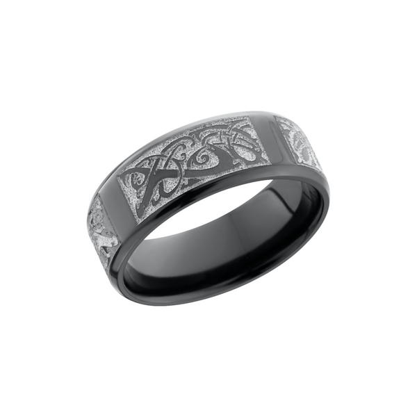 Zirconium 8mm beveled band with a laser-carved serpent patte | Peter ...