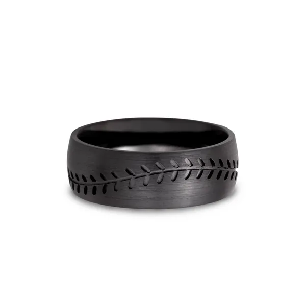 Mens wedding band 2025 with baseball stitching