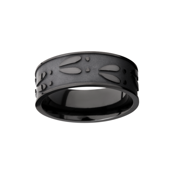 Zirconium 8mm flat band with a laser-carved deer track pattern Image 2 Estate Jewelers Toledo, OH