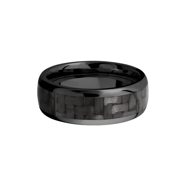 Zirconium 8mm domed band with a 5mm inlay of black Carbon Fiber Image 3 Saxons Fine Jewelers Bend, OR