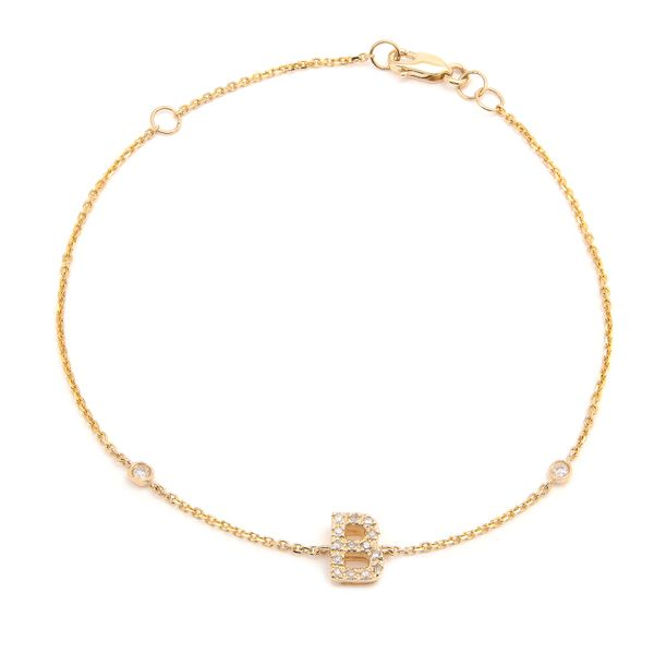 Yellow Gold Letter Single Micro Pave Diamond Bracelet, Jackson Jewelers