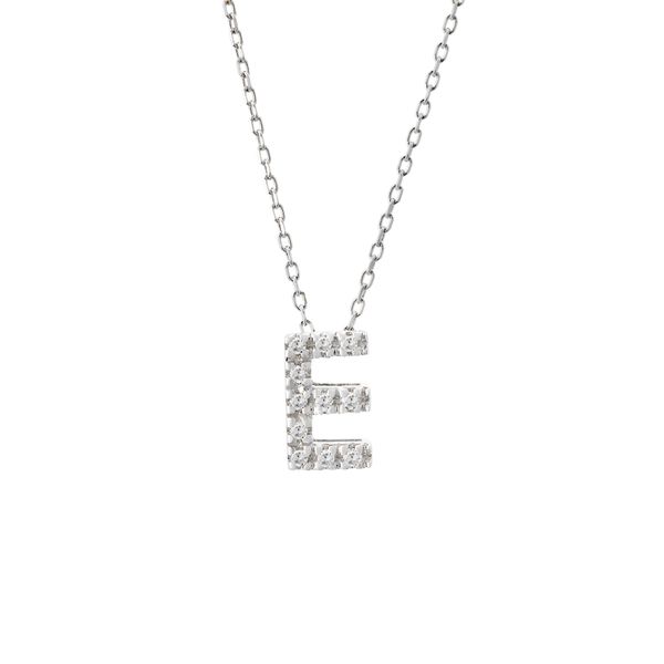 White Gold Initial Single Micro Pave Diamond Necklace  CBC Fine Jewelers El Paso, TX