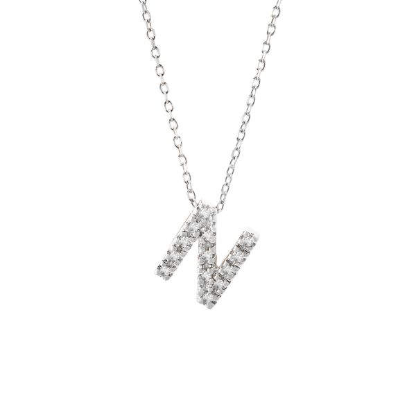 White Gold Initial Single Micro Pave Diamond Necklace  CBC Fine Jewelers El Paso, TX