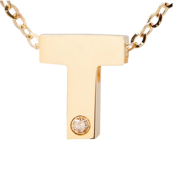 Yellow Gold Initial Round Bezel Diamond Necklace  CBC Fine Jewelers El Paso, TX
