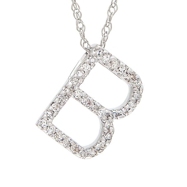 White Gold Initial Single Pave Diamond Pendant  CBC Fine Jewelers El Paso, TX