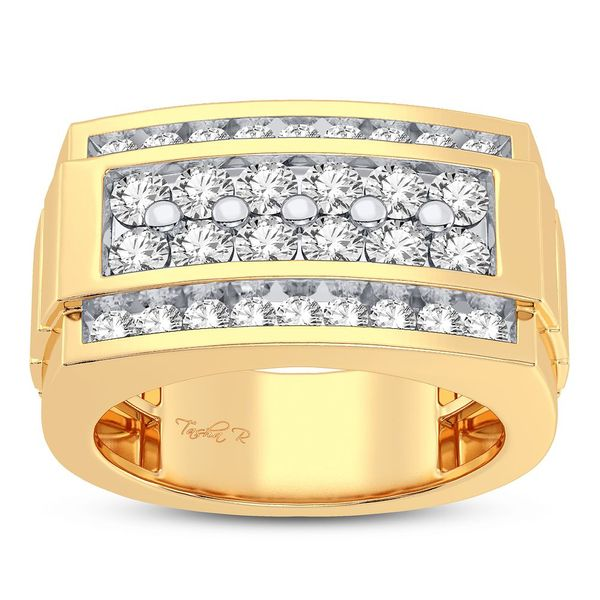 Men's Pierced Design Diamond Ring 14K Yellow Gold