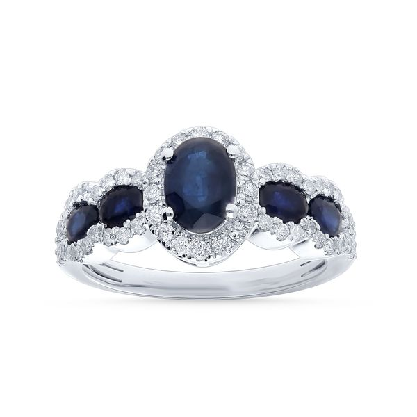 Random Blue Sapphire Wedding Ring