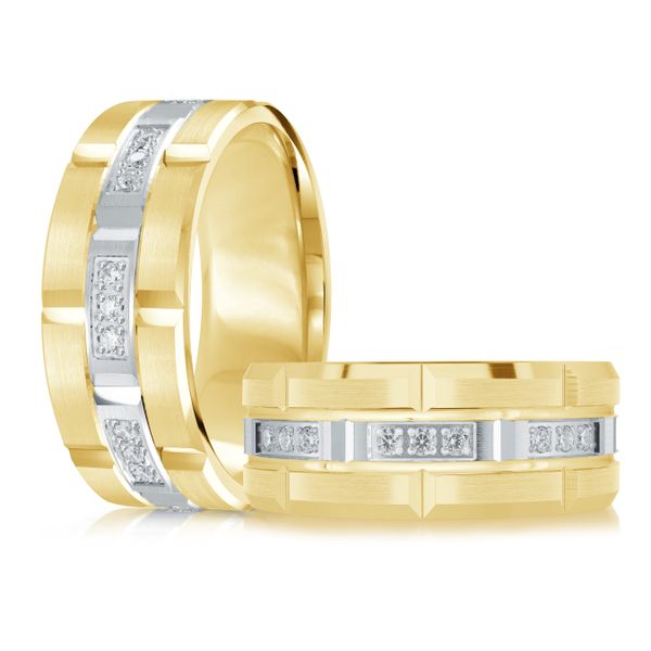 10 K Yellow / White Gold Wedding Band Image 3 Designer Jewelers Westborough, MA