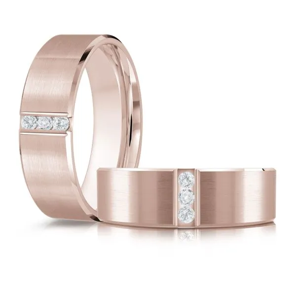 Pink gold wedding on sale bands