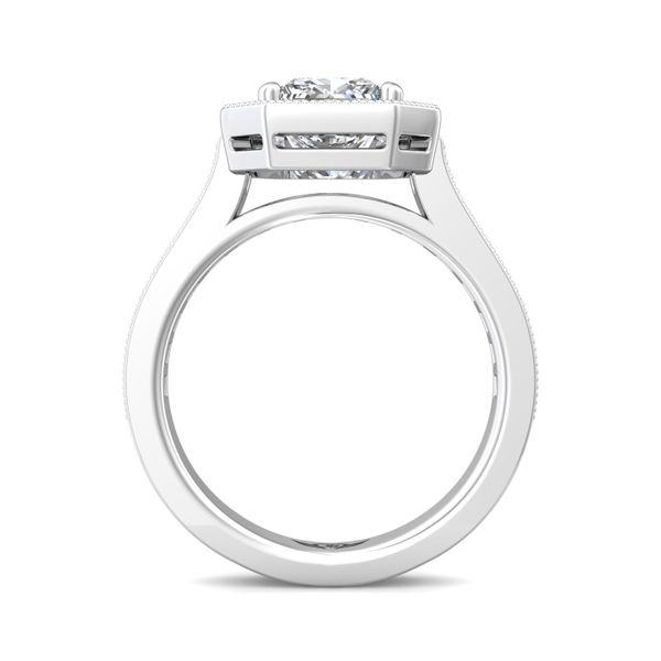 Platinum FlyerFit Micropave Halo Engagement Ring Image 3 Cornell's Jewelers Rochester, NY