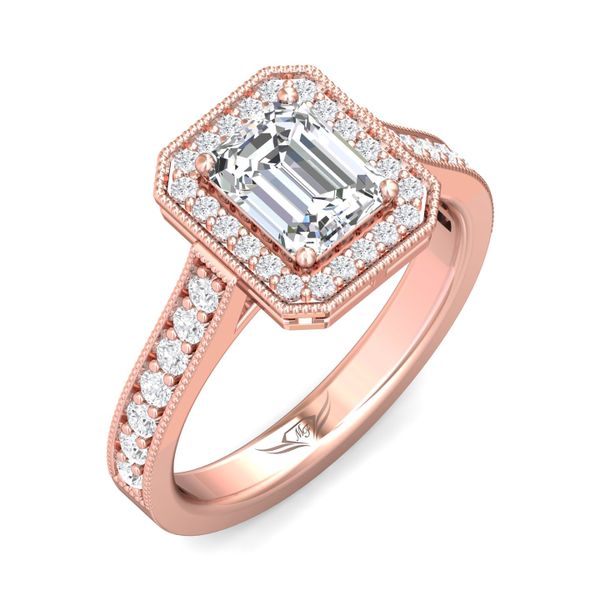 FlyerFit Micropave Halo 18K Pink Gold Engagement Ring  Image 5 Grogan Jewelers Florence, AL