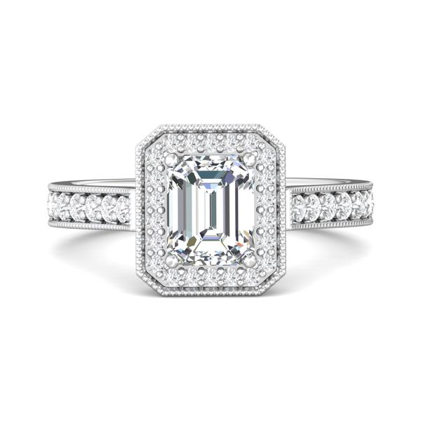 18K White Gold FlyerFit Micropave Halo Engagement Ring Becky Beauchine Kulka Diamonds and Fine Jewelry Okemos, MI