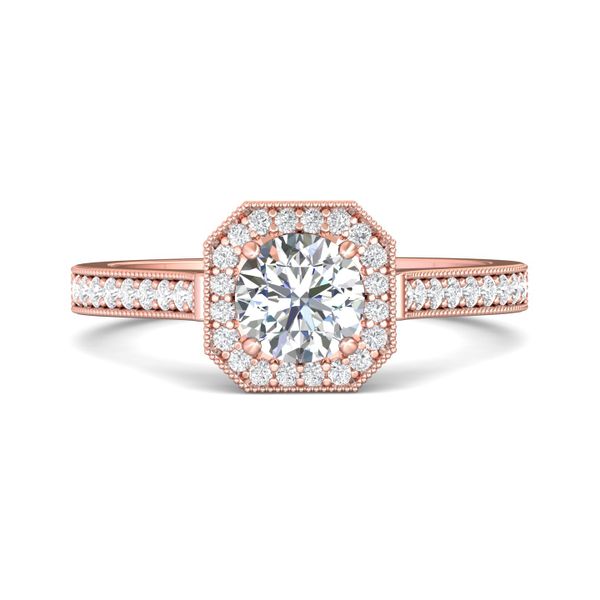 FlyerFit Micropave Halo 18K Pink Gold Engagement Ring  Grogan Jewelers Florence, AL