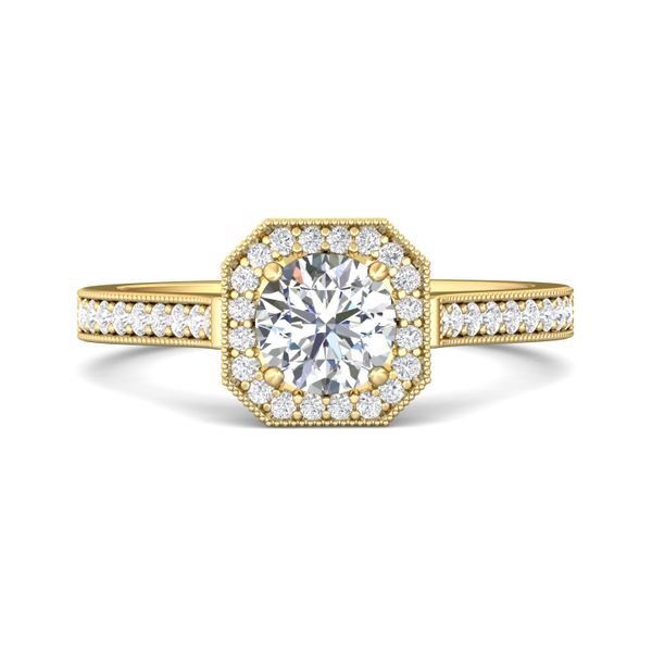 FlyerFit Micropave Halo 18K Yellow Gold Engagement Ring  Grogan Jewelers Florence, AL
