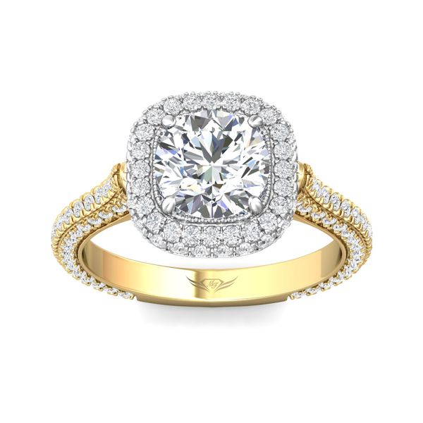 Flyerfit Micropave Halo 14K Yellow and 14K White Gold Engagement Ring H-I SI1 Image 2 Becky Beauchine Kulka Diamonds and Fine Jewelry Okemos, MI