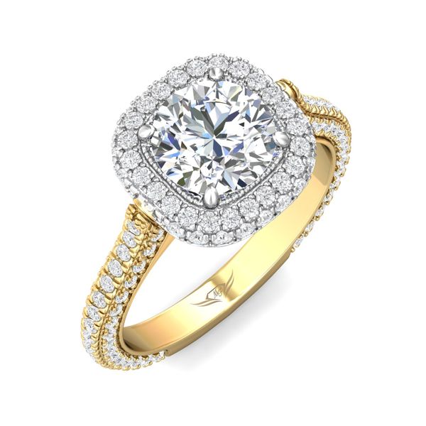 Flyerfit Micropave Halo 18K Yellow Gold Shank And White Gold Top Engagement Ring H-I SI1 Image 5 Christopher's Fine Jewelry Pawleys Island, SC