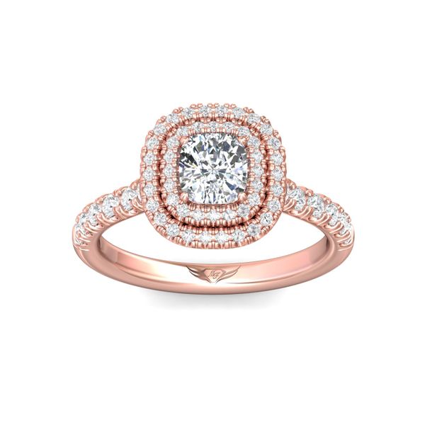 Flyerfit Micropave Halo 14K Pink Gold Engagement Ring H-I SI2 Image 2 Becky Beauchine Kulka Diamonds and Fine Jewelry Okemos, MI