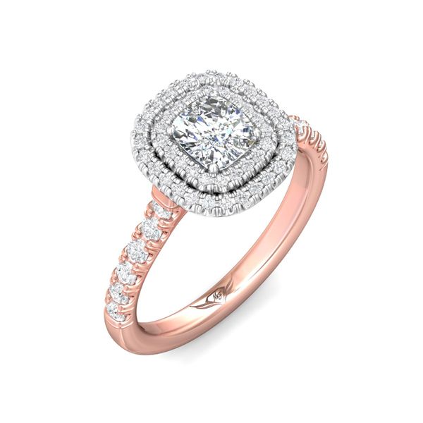 Flyerfit Micropave Halo 14K Pink Gold Shank And White Gold Top Engagement Ring G-H VS2-SI1 Image 5 Wesche Jewelers Melbourne, FL