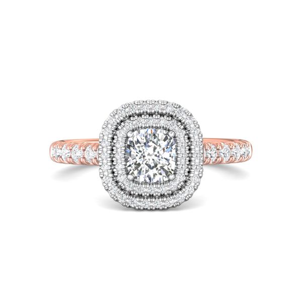 Flyerfit Micropave Halo 14K Pink Gold Shank And White Gold Top Engagement Ring H-I SI2 Christopher's Fine Jewelry Pawleys Island, SC