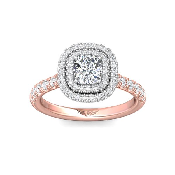 Flyerfit Micropave Halo 18K Pink Gold Shank And White Gold Top Engagement Ring G-H VS2-SI1 Image 2 Grogan Jewelers Florence, AL