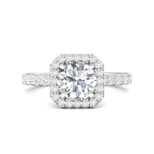 Flyerfit Micropave Halo 14K White Gold Engagement Ring H-I SI1 Wesche Jewelers Melbourne, FL