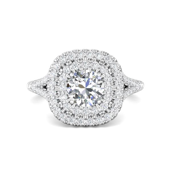 Flyerfit Micropave Halo 18K White Gold Engagement Ring H-I SI1 Becky Beauchine Kulka Diamonds and Fine Jewelry Okemos, MI