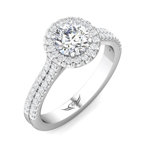 Platinum FlyerFit Micropave Halo Engagement Ring Image 5 Cornell's Jewelers Rochester, NY