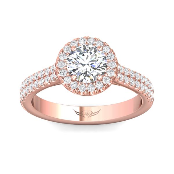FlyerFit Micropave Halo 14K Pink Gold Engagement Ring  Image 2 Grogan Jewelers Florence, AL