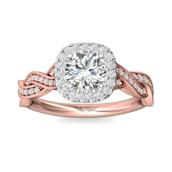 18K White and Rose Gold Twisted Shank Pink Diamond