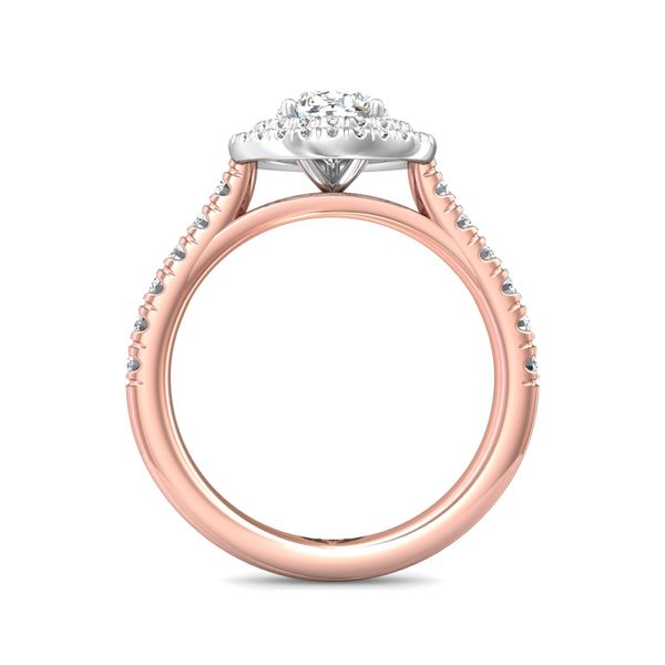 Flyerfit Micropave Halo 14K Pink Gold Shank And White Gold Top Engagement Ring H-I SI2 Image 3 Grogan Jewelers Florence, AL