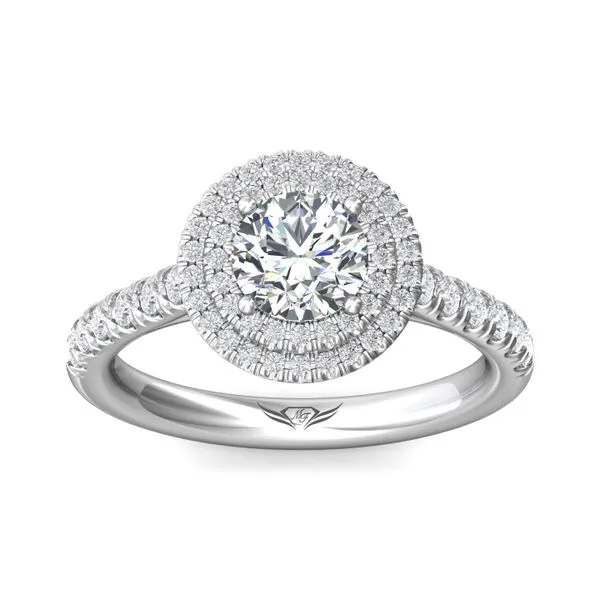 Flyerfit Micropave Halo Platinum Engagement Ring H-I SI1